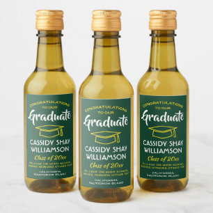Étiquettes Pour Bouteilles De Vin Graduation Félicats Moderne Vert Or Jaune Mini