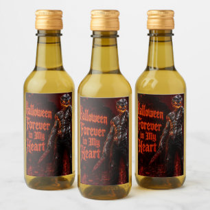Étiquettes Pour Bouteilles De Vin Halloween à jamais dans mon cœur Gothique Citrouil