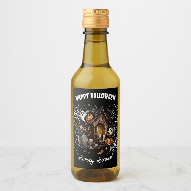 Étiquettes Pour Bouteilles De Vin 🎃 Haunted Halloween ensemble de Étiquettes 👻 🍷 (Devant)