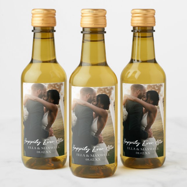 Étiquettes Pour Bouteilles De Vin Heureusement Jamais Après Photo Mariage Faveur (Bouteilles)