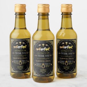 Étiquettes Pour Bouteilles De Vin Horse Racing Derby Day Party Art Déco Black Gold