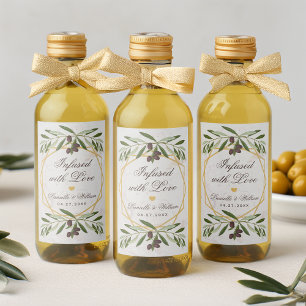 Étiquettes Pour Bouteilles De Vin Huile d'olive Faveurs de mariage infusé avec l'amo
