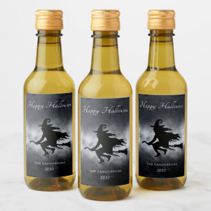 Étiquettes Pour Bouteilles De Vin Joyeux Halloween Flying Witch Personnalisé