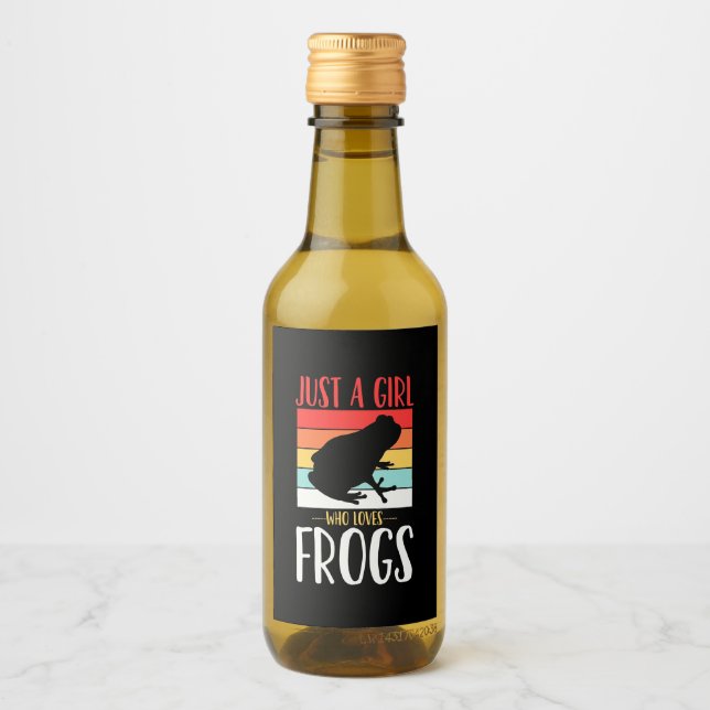 Étiquettes Pour Bouteilles De Vin Juste une fille qui aime la grenouille (Devant)