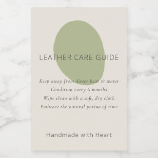 Étiquettes Pour Bouteilles De Vin Leather Care Guide Sage Artisan 2x3 Custom Label