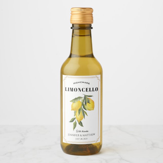 Étiquettes Pour Bouteilles De Vin Lemon Limoncello Thank You Wedding Favor  (Devant)