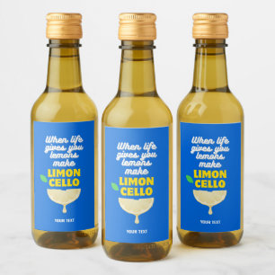 Étiquettes Pour Bouteilles De Vin Limoncello de la Fête des citrons de style bleu mo