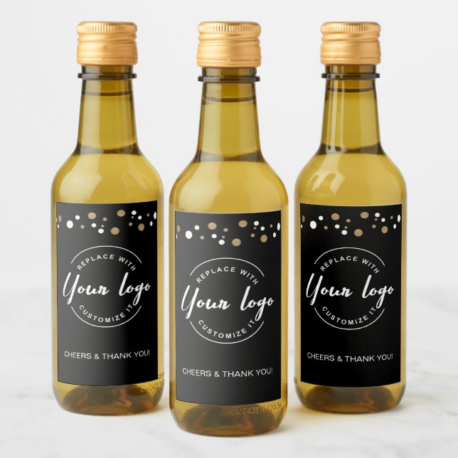 Étiquettes Pour Bouteilles De Vin Logo personnalisé Entreprise Confetti Merci (Bouteilles)