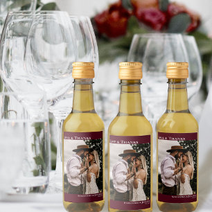 Étiquettes Pour Bouteilles De Vin Love & Thanks Bourgogne Simple Photo de mariage Mi