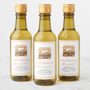 Étiquettes Pour Bouteilles De Vin Mariage Champêtre Gingham Orange Automnal