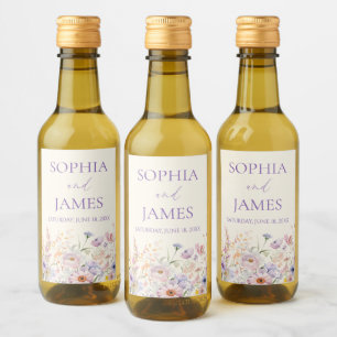 Étiquettes Pour Bouteilles De Vin Mariage Élégant de Prairie de Fleurs Sauvages Rose