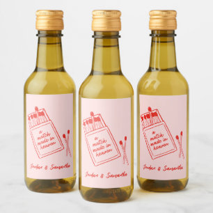 Étiquettes Pour Bouteilles De Vin Mariage fait au Ciel Rose & Rouge Mini Rétro