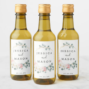 Étiquettes Pour Bouteilles De Vin Mariage Floral Verdure Mini Étiquettes de vin