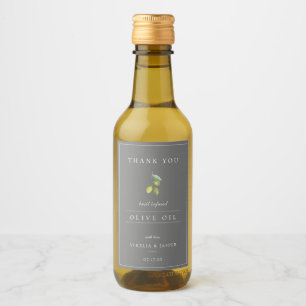 Étiquettes Pour Bouteilles De Vin Merci d'huile d'olive contaminé moderne gris Étiqu