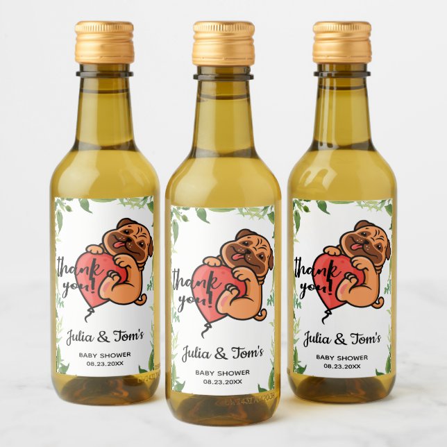 Étiquettes Pour Bouteilles De Vin Mini Baby shower Merci Carlin (Bouteilles)