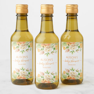 Étiquettes Pour Bouteilles De Vin Mini Fleur de Rose Jaune Floral Fille Baby Shower