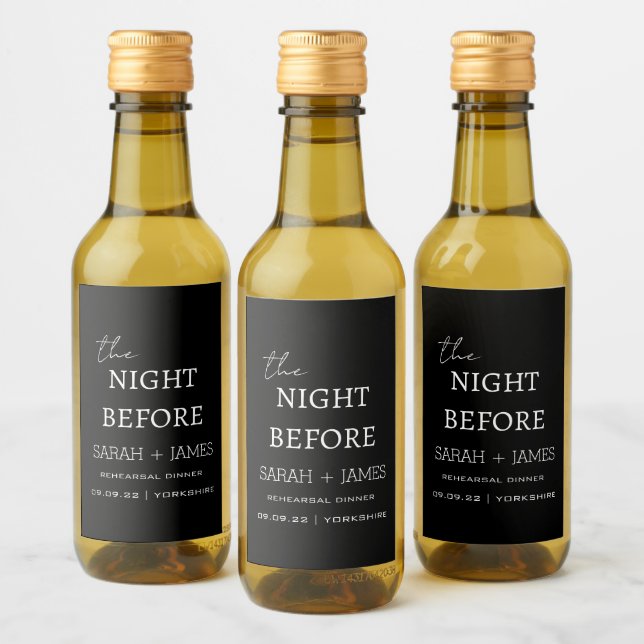 Étiquettes Pour Bouteilles De Vin Mini Mariage minimaliste de la répétition noire (Bouteilles)