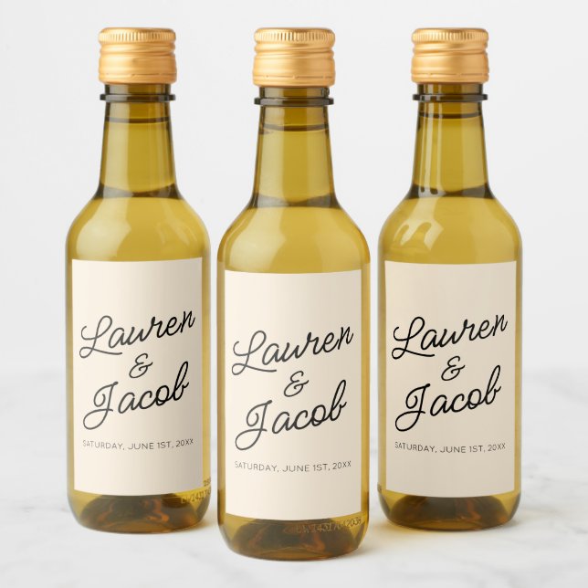 Étiquettes Pour Bouteilles De Vin Mini minimaliste moderne Mariage Champagne (Bouteilles)