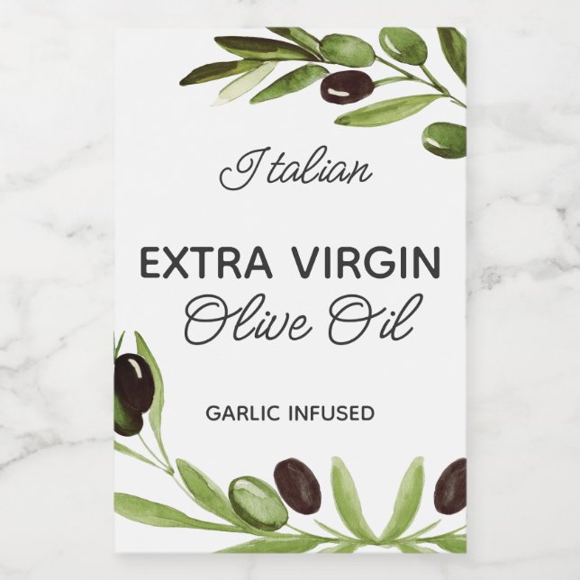 Étiquettes Pour Bouteilles De Vin Moderne Italien Huile d'Olive Bouteille Alimentati (Étiquettes simples)