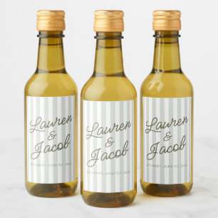 Étiquettes Pour Bouteilles De Vin Moderne Minimaliste Bandes Vertes Mariage Mini
