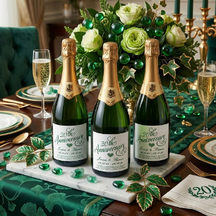 Étiquettes Pour Bouteilles De Vin Mousseux 20e anniversaire de mariage émeraude