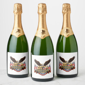 Étiquettes Pour Bouteilles De Vin Mousseux 250 ans de liberté jour de l'indépendance