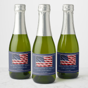 Étiquettes Pour Bouteilles De Vin Mousseux 250e anniversaire des États-Unis Élégant et patrio