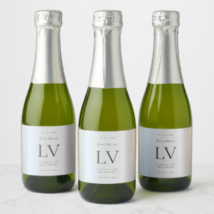 Étiquettes Pour Bouteilles De Vin Mousseux 25 ans moderne Mariage d'argent 25e