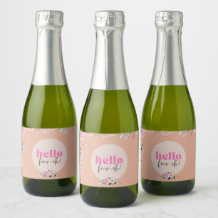 Étiquettes Pour Bouteilles De Vin Mousseux 40e anniversaire - Dusty rose floral "Bonjour quat