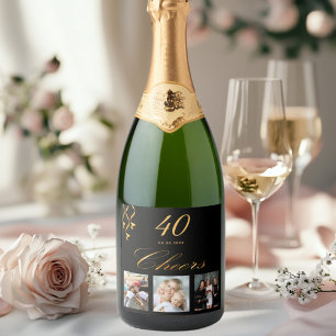 Étiquettes Pour Bouteilles De Vin Mousseux 40e anniversaire noir or acclamé photo