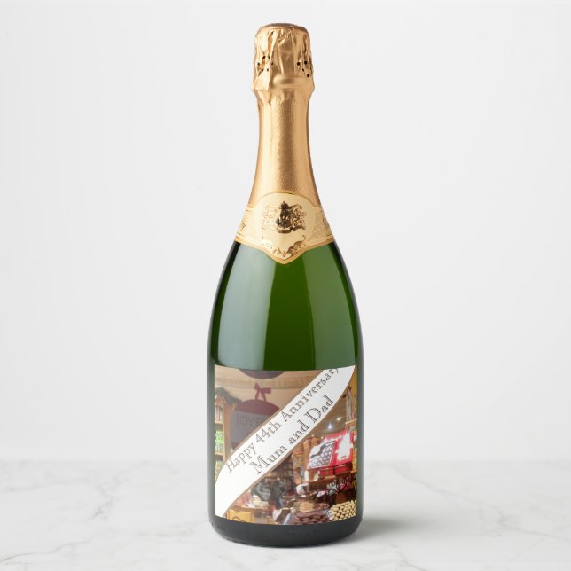 Étiquettes Pour Bouteilles De Vin Mousseux 44e anniversaire du Mariage modifiable (Devant)