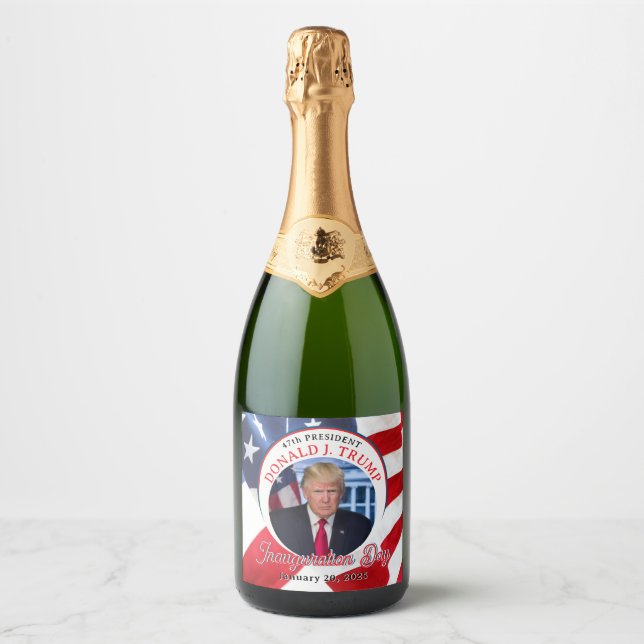 Étiquettes Pour Bouteilles De Vin Mousseux 47e jour de l'investiture du président Donald J. T (Devant)