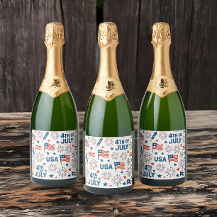Étiquettes Pour Bouteilles De Vin Mousseux 4 juillet 🇸 🇺 Étiquettes de nourriture et de b