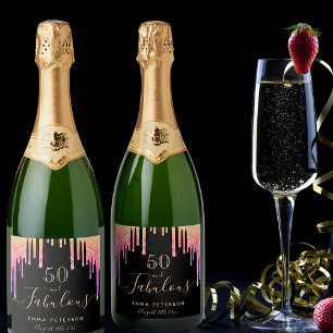 Étiquettes Pour Bouteilles De Vin Mousseux 50 fabuleux anniversaire arc-en-ciel parties scint