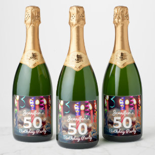 Étiquettes Pour Bouteilles De Vin Mousseux 50e/année Anniversaire Fête Bouteille de Champag