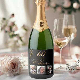 Étiquettes Pour Bouteilles De Vin Mousseux 60e anniversaire fête sur mesure photo noir or app