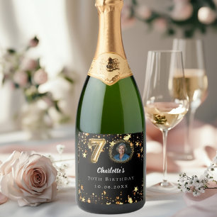 Étiquettes Pour Bouteilles De Vin Mousseux 70e anniversaire noir étoiles d'or photo