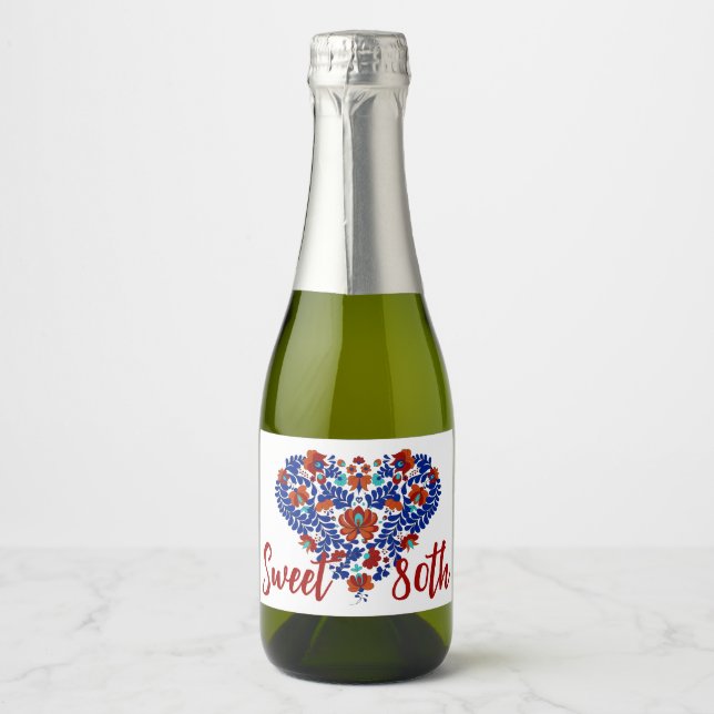 Étiquettes Pour Bouteilles De Vin Mousseux 80ème anniversaire de Nana / Matyo rustique hongro (Devant)