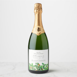 Étiquettes Pour Bouteilles De Vin Mousseux 95e anniversaire Décembre Fleur de naissance Holly