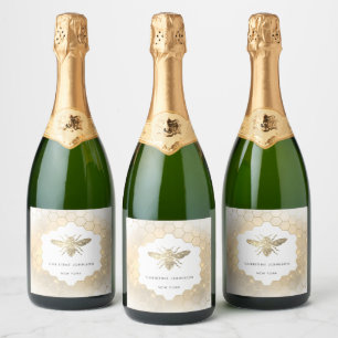 Étiquettes Pour Bouteilles De Vin Mousseux Abeille de parties scintillant Faux