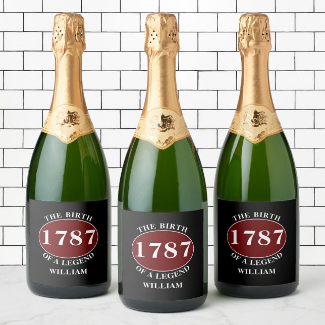 Étiquettes Pour Bouteilles De Vin Mousseux Ajouter Nom Et Année Anniversaire (Créateur téléchargé)