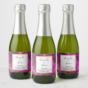 Étiquettes Pour Bouteilles De Vin Mousseux Améthyste Violet Et Mariage D'Agate Abstrait Or