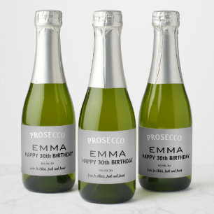 Étiquettes Pour Bouteilles De Vin Mousseux Anniversaire Mariage de l'Elégant Argent Mini