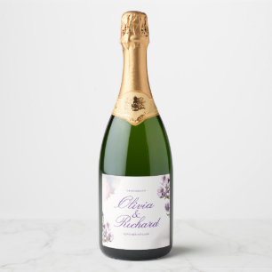 Étiquettes Pour Bouteilles De Vin Mousseux Aquarelle lavande - Fleurs personnalisées