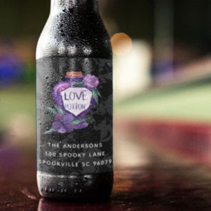 Étiquettes Pour Bouteilles De Vin Mousseux Aquarelle mignonne Potion d'amour épell Halloween