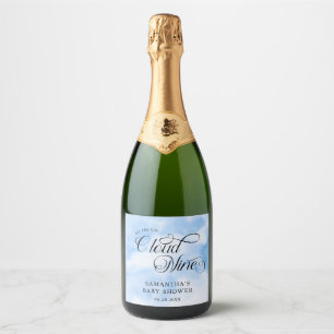 Étiquettes Pour Bouteilles De Vin Mousseux Aquarelle moderne Blue Cloud Neuf Baby shower