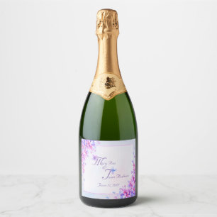 Étiquettes Pour Bouteilles De Vin Mousseux Aquarelle Purple Lilac Fleur Vin Étincelant La