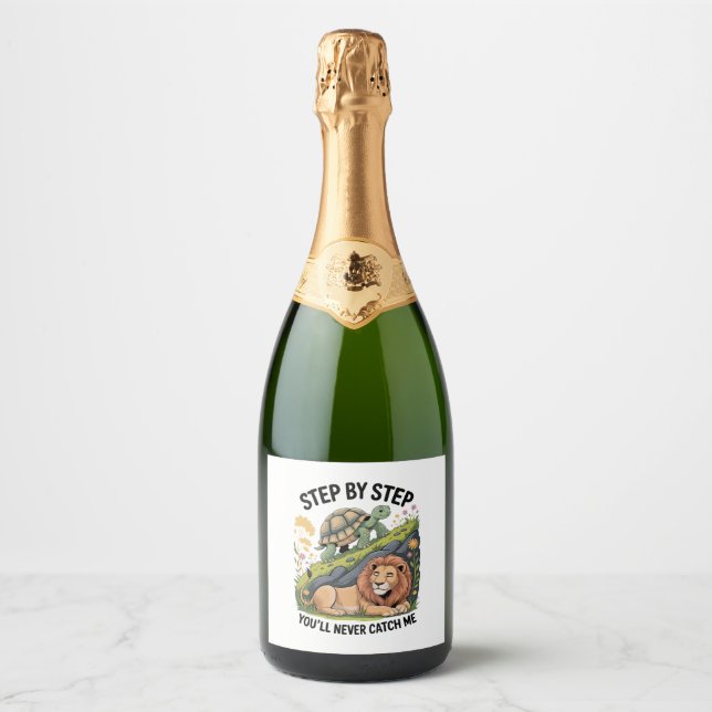 Étiquettes Pour Bouteilles De Vin Mousseux Aquarelle Tortue de Noël (Devant)