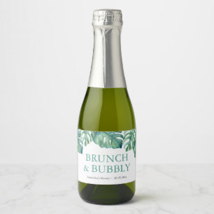 Étiquettes Pour Bouteilles De Vin Mousseux Aquarelle Tropical Palm Feuille