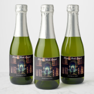 Étiquettes Pour Bouteilles De Vin Mousseux Arrière - plan de livres rustiques